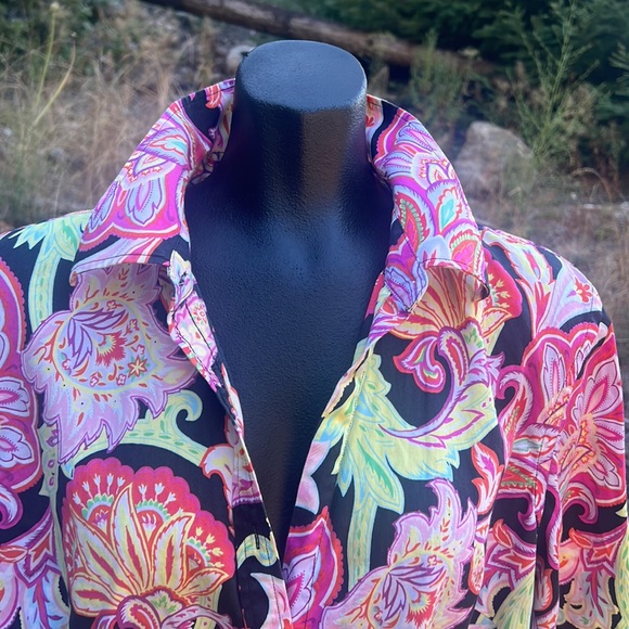 Ralph Lauren NWOT 3/4 sleeve button up beautiful bright floral print size 2XL - Picture 3 of 12